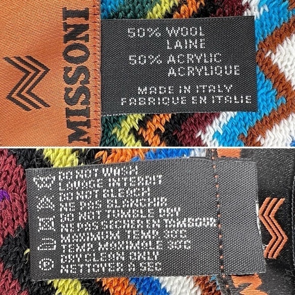 Missoni Scarpia Knit Scarf 18” x 79”Wool Blend Zigzag Multicolor Chevron New NWT - Picture 7 of 9